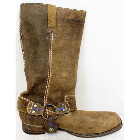 Bed Stu Footwear Woman Sz 11 Brown Suede Leather Riding Tall Boots Western - Picture 8 of 12